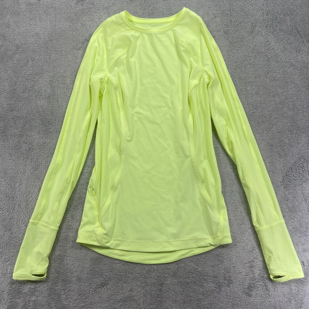 Athleta Performance Top Women XXS Neon Yellow Ultimate Pacifica II Long Sleeve